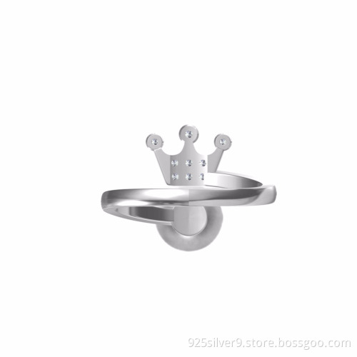 Queen shaped Customized colour 925 sterling silver ring with fresh water pearl